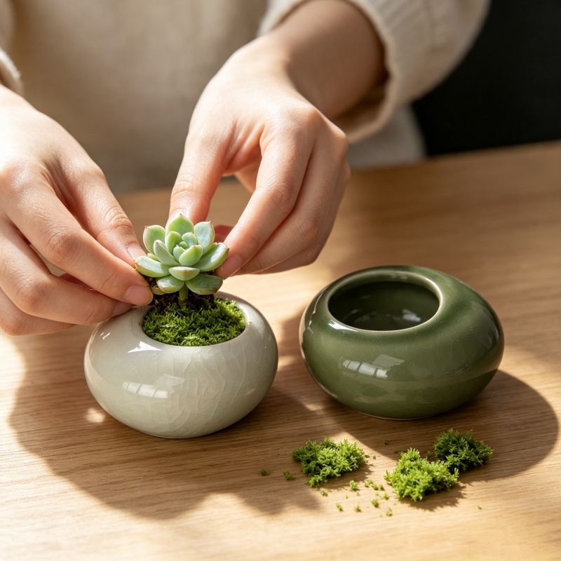 Mini Ice Crack Glazed Plant Po - Echeveria Succulent recension och pris
